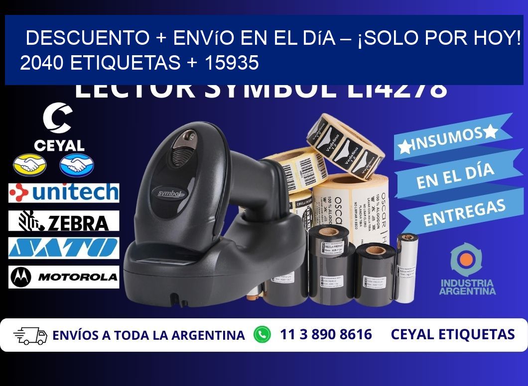 Descuento + envío en el Día – ¡Solo por Hoy! 2040 etiquetas + 15935
