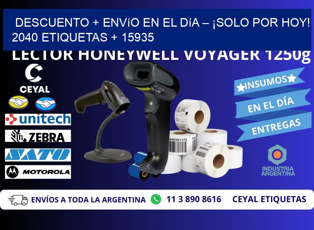 Descuento + envío en el Día – ¡Solo por Hoy! 2040 etiquetas + 15935