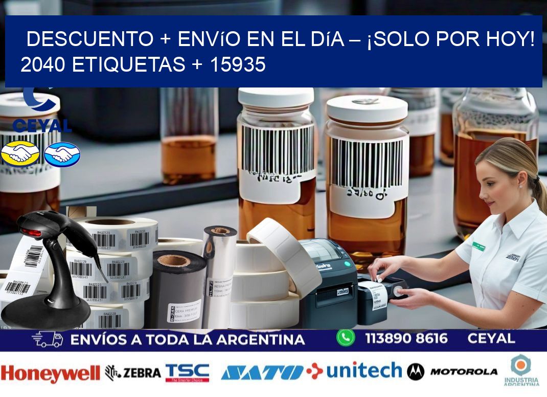 Descuento + envío en el Día – ¡Solo por Hoy! 2040 etiquetas + 15935