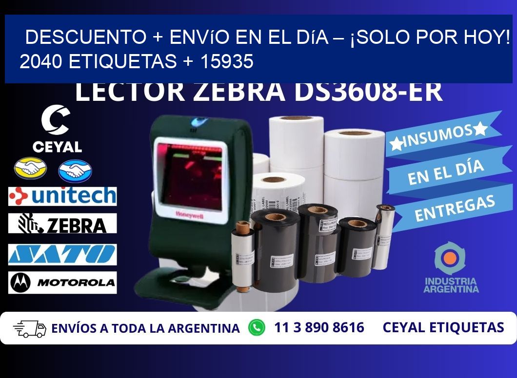 Descuento + envío en el Día – ¡Solo por Hoy! 2040 etiquetas + 15935
