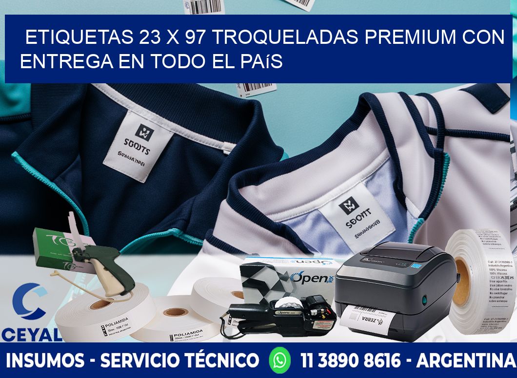 Etiquetas 23 x 97 troqueladas premium con entrega en todo el país