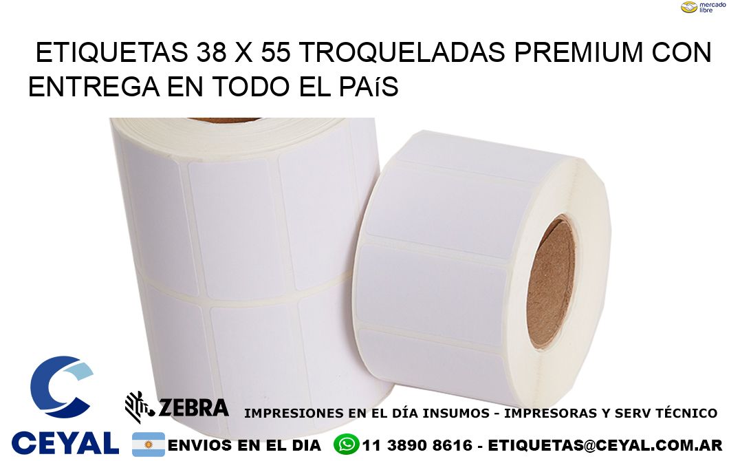 Etiquetas 38 x 55 troqueladas premium con entrega en todo el país