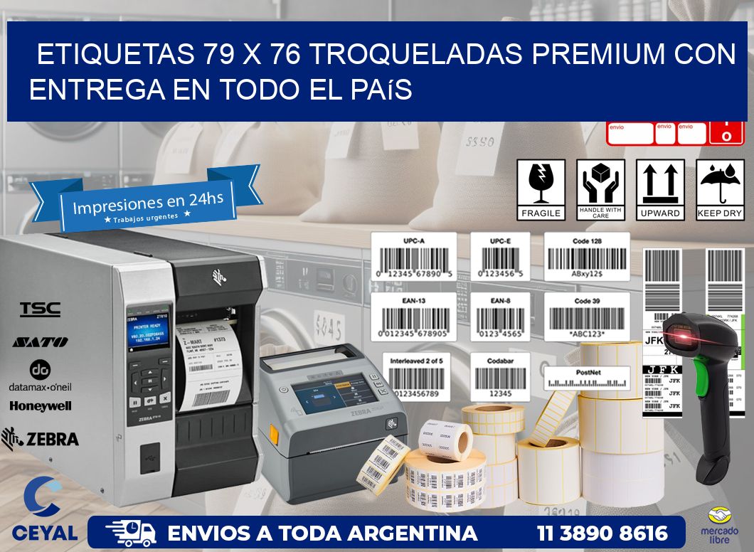 Etiquetas 79 x 76 troqueladas premium con entrega en todo el país