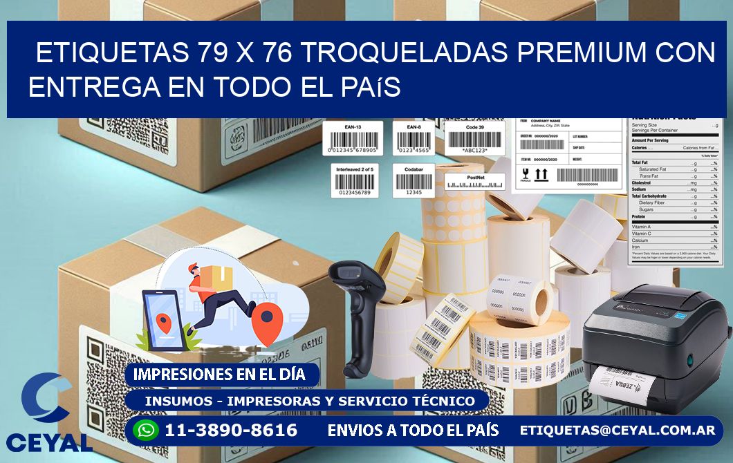 Etiquetas 79 x 76 troqueladas premium con entrega en todo el país