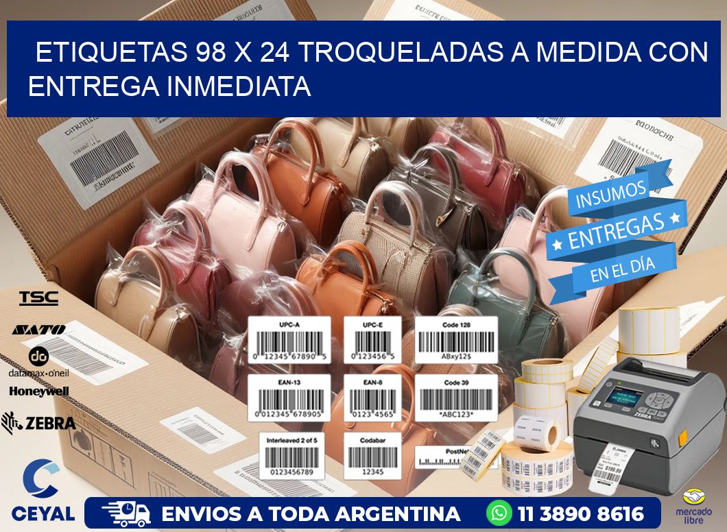 Etiquetas 98 x 24 troqueladas a medida con entrega inmediata