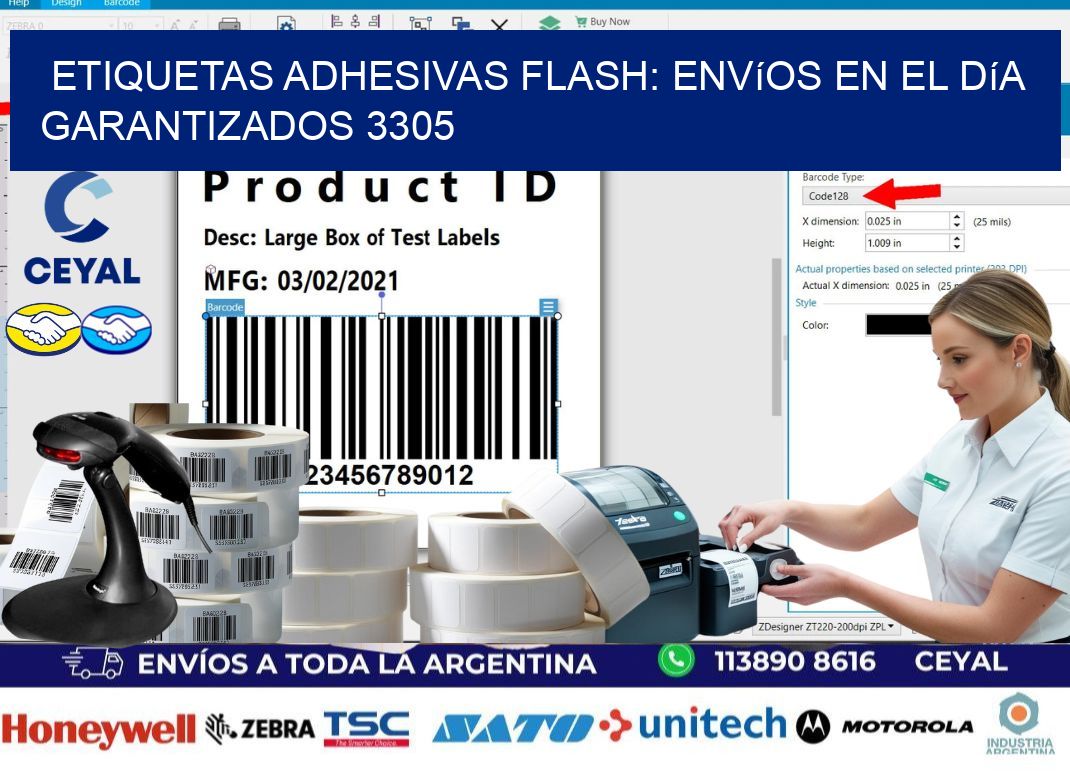 Etiquetas adhesivas Flash: Envíos en el Día Garantizados 3305
