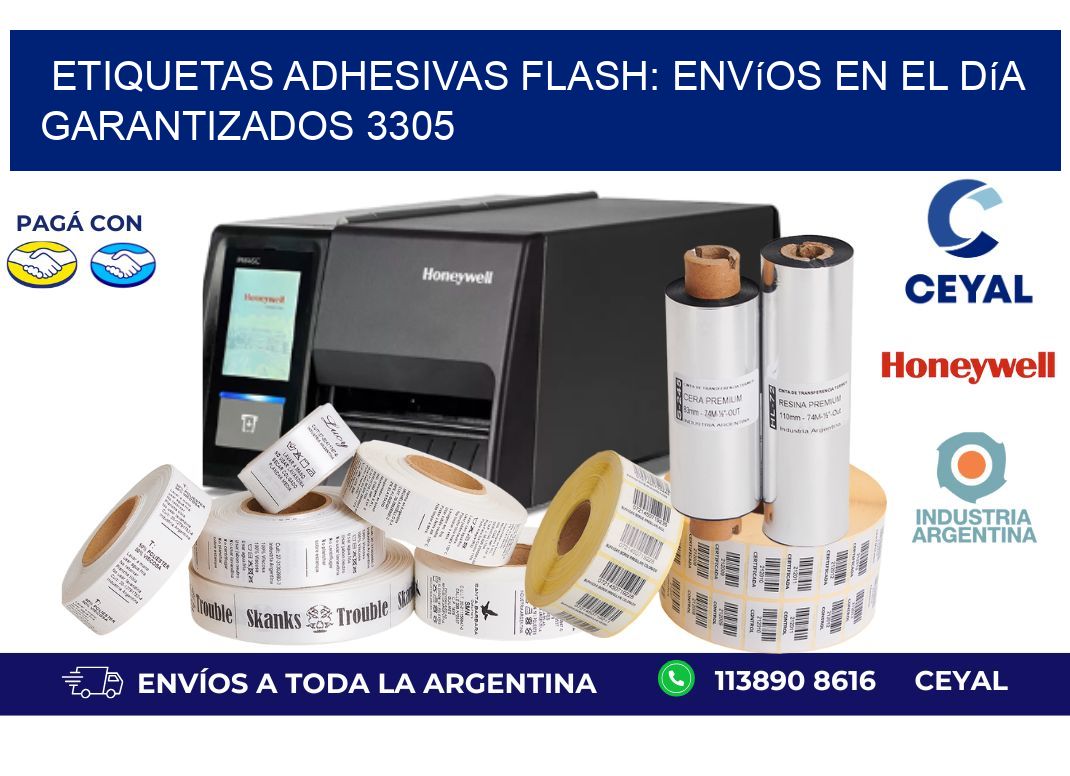Etiquetas adhesivas Flash: Envíos en el Día Garantizados 3305