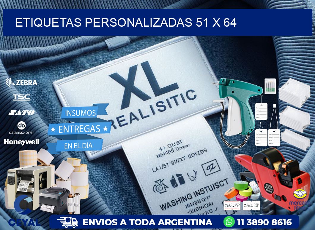 Etiquetas personalizadas 51 x 64