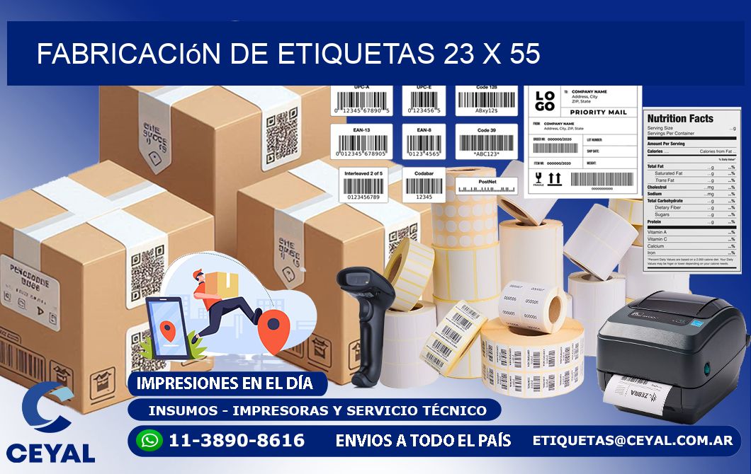 Fabricación de etiquetas 23 x 55