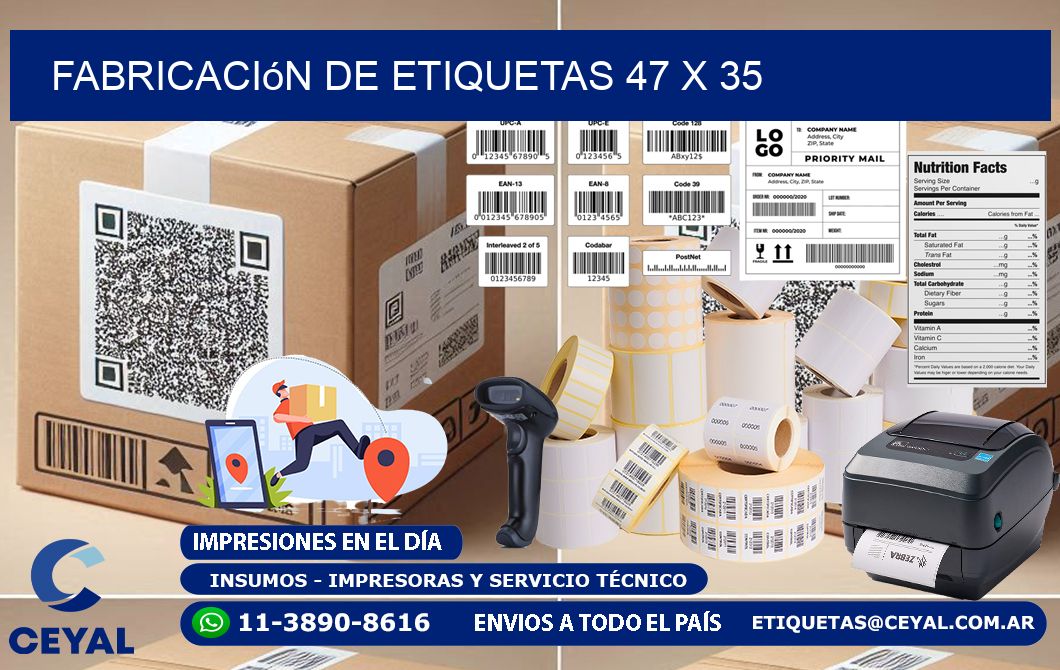 Fabricación de etiquetas 47 x 35