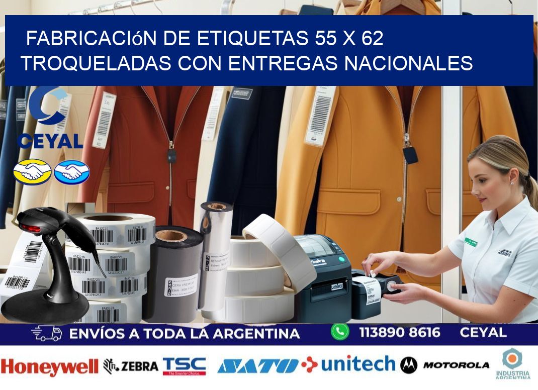 Fabricación de etiquetas 55 x 62 troqueladas con entregas nacionales