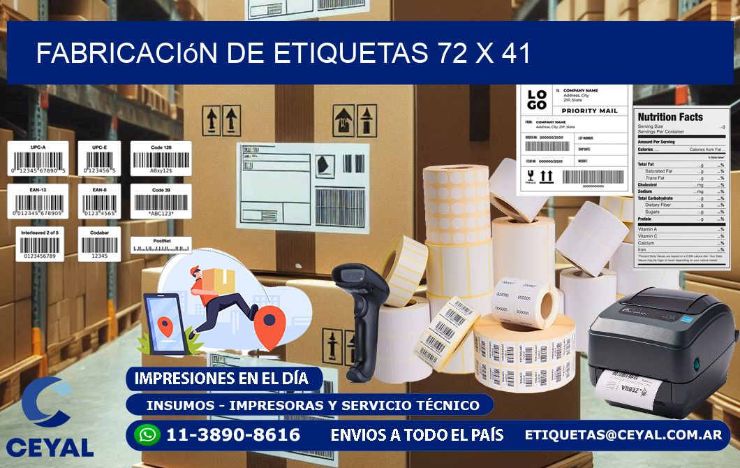 Fabricación de etiquetas 72 x 41