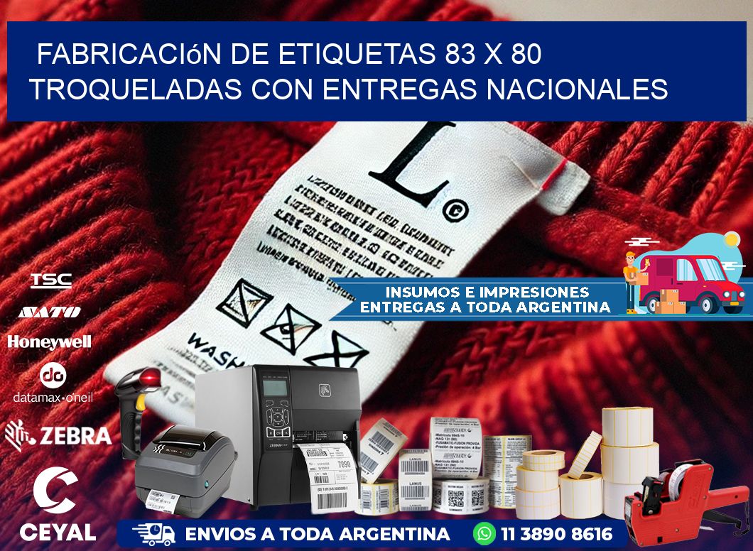 Fabricación de etiquetas 83 x 80 troqueladas con entregas nacionales