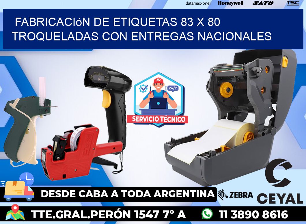 Fabricación de etiquetas 83 x 80 troqueladas con entregas nacionales