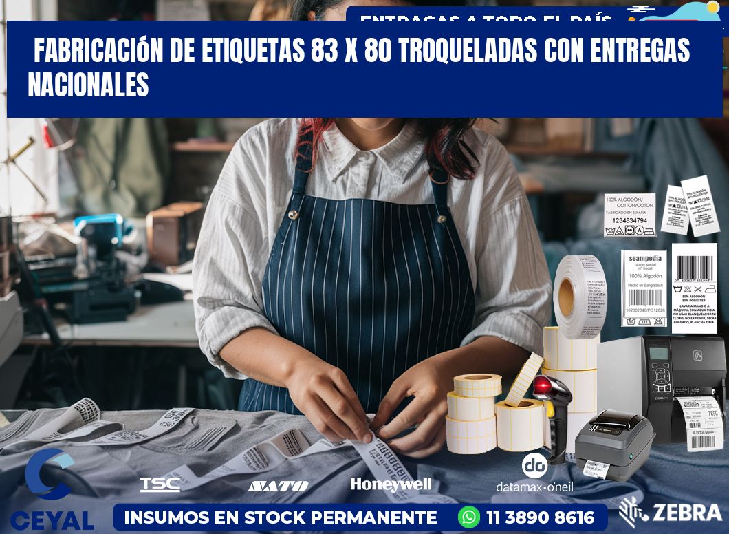 Fabricación de etiquetas 83 x 80 troqueladas con entregas nacionales