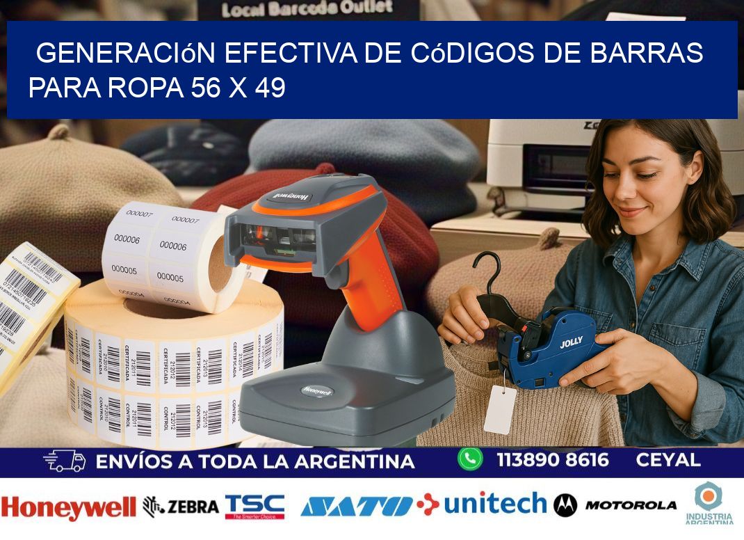 Generación Efectiva de Códigos de Barras para Ropa 56 x 49