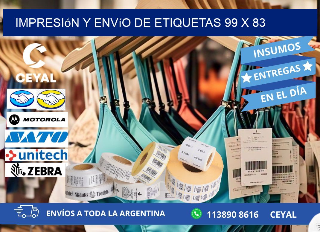 Impresión y envío de etiquetas 99 x 83