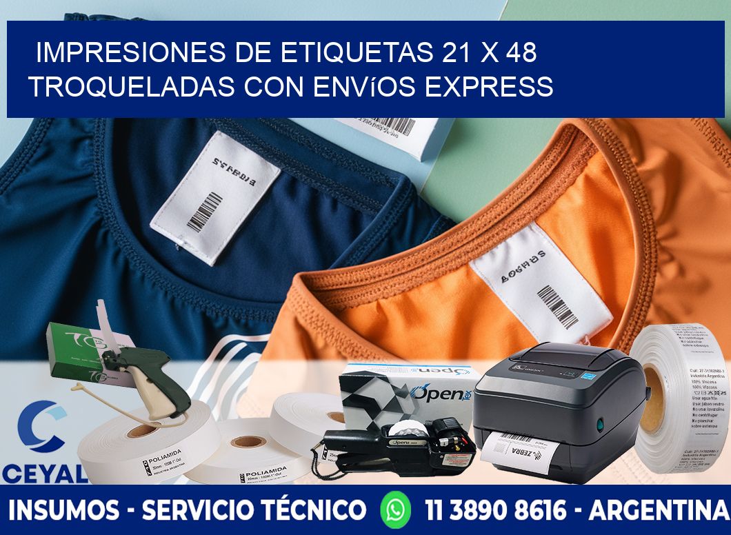Impresiones de etiquetas 21 x 48 troqueladas con envíos express