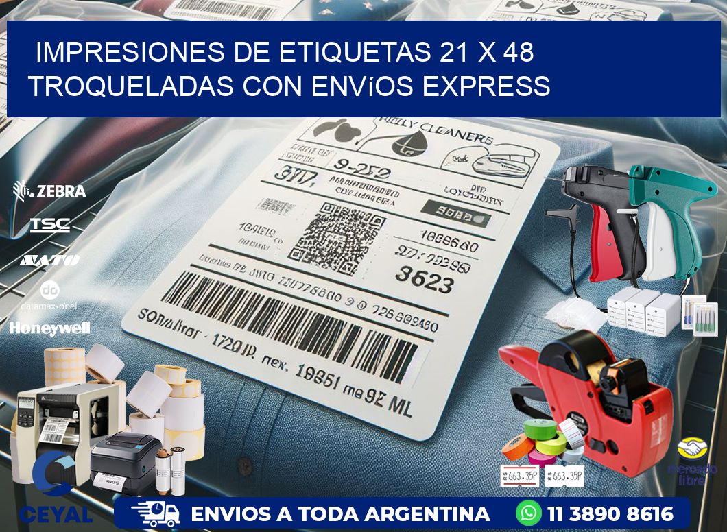 Impresiones de etiquetas 21 x 48 troqueladas con envíos express