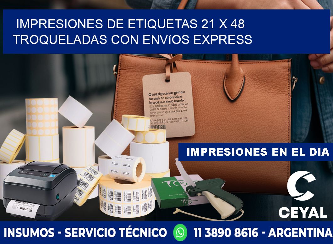 Impresiones de etiquetas 21 x 48 troqueladas con envíos express