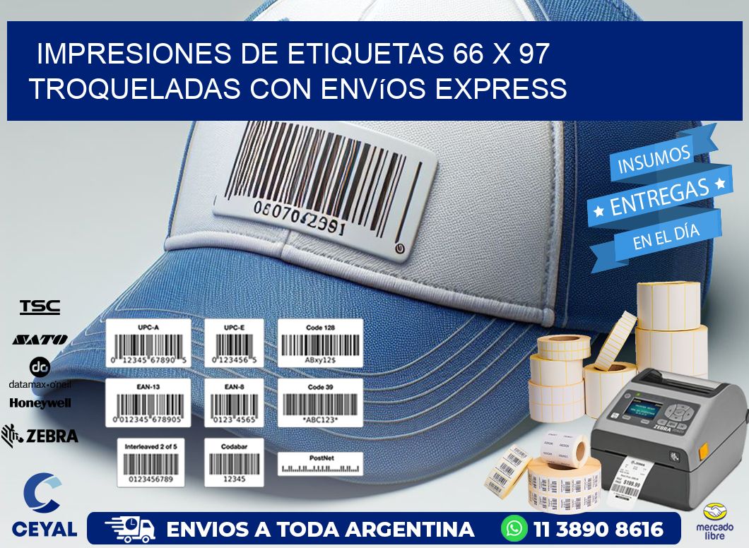 Impresiones de etiquetas 66 x 97 troqueladas con envíos express
