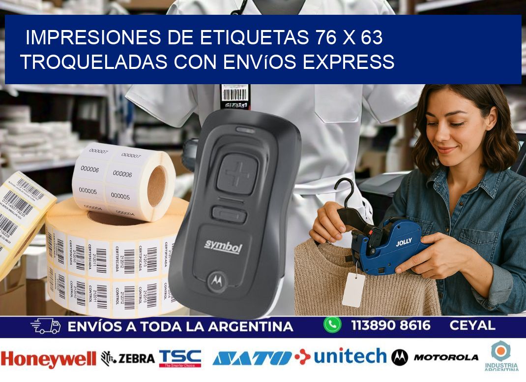 Impresiones de etiquetas 76 x 63 troqueladas con envíos express