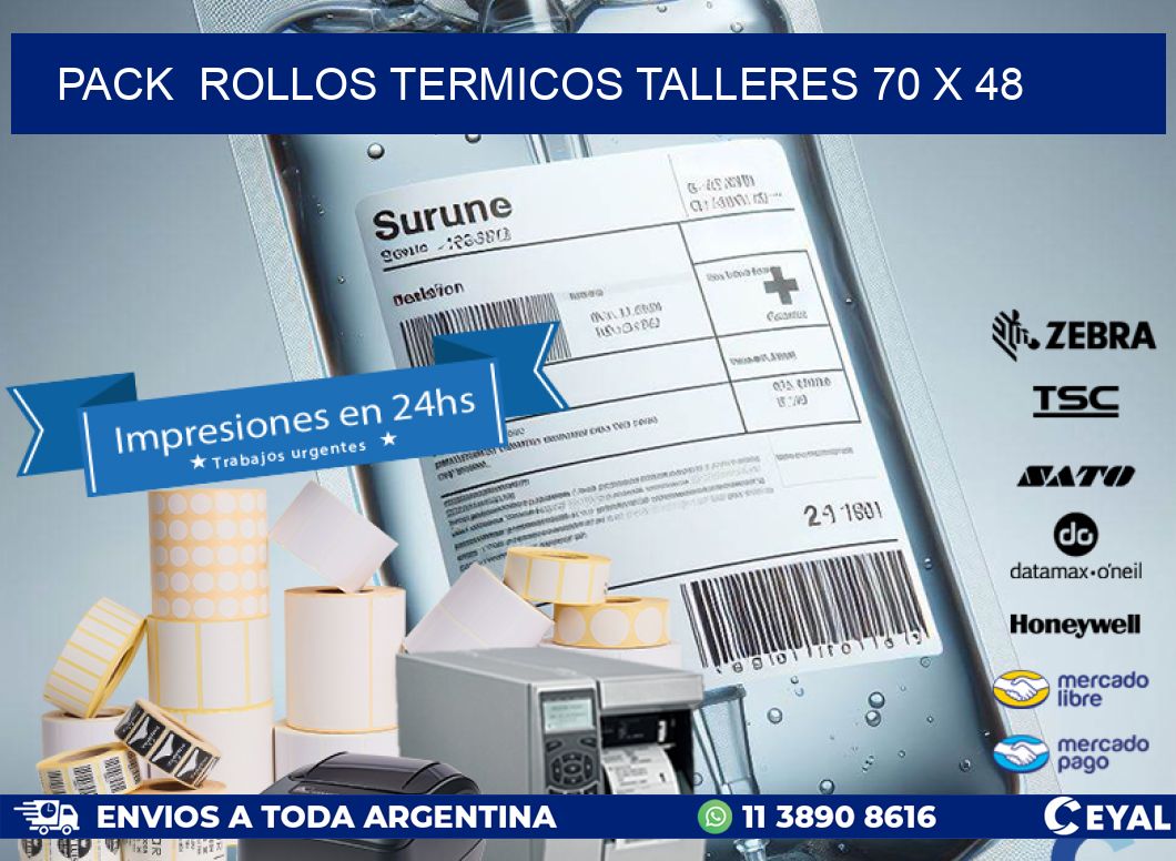 Pack  ROLLOS TERMICOS TALLERES 70 x 48