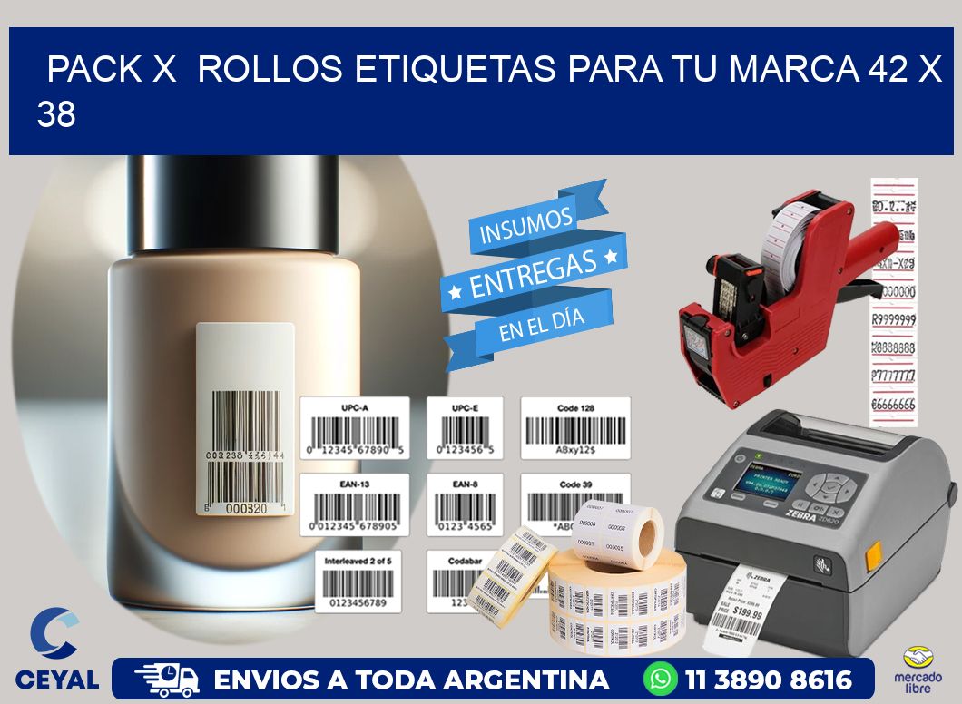 Pack X  Rollos Etiquetas para tu marca 42 x 38