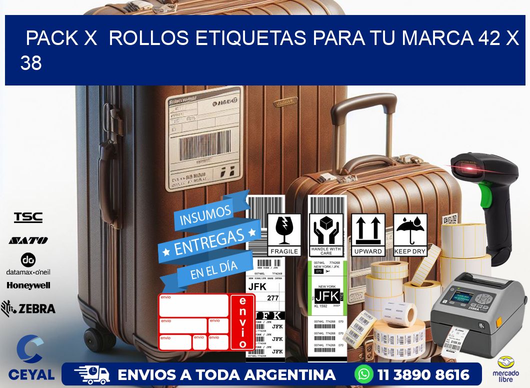 Pack X  Rollos Etiquetas para tu marca 42 x 38