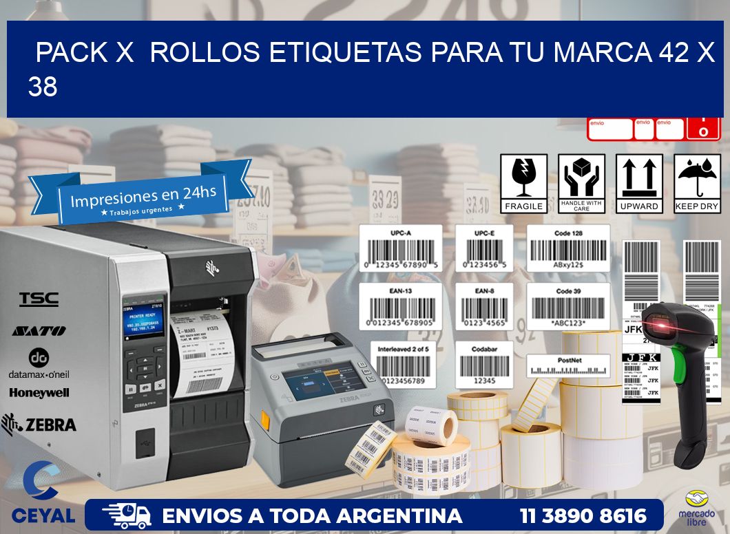 Pack X  Rollos Etiquetas para tu marca 42 x 38