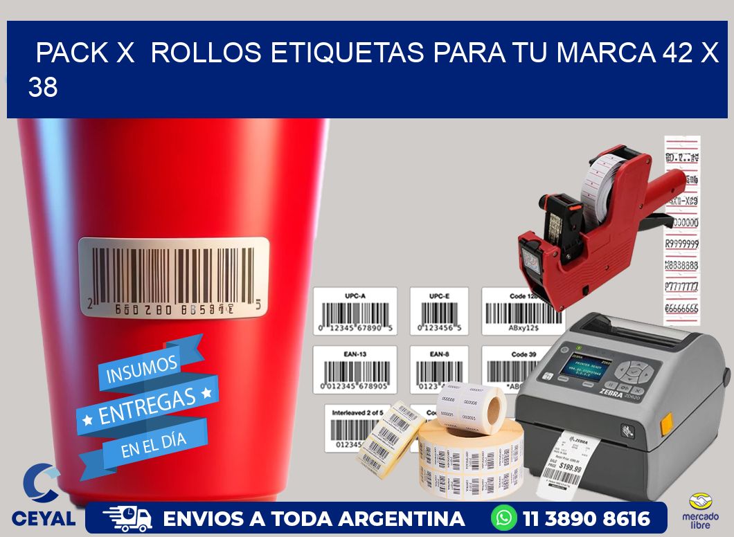 Pack X  Rollos Etiquetas para tu marca 42 x 38