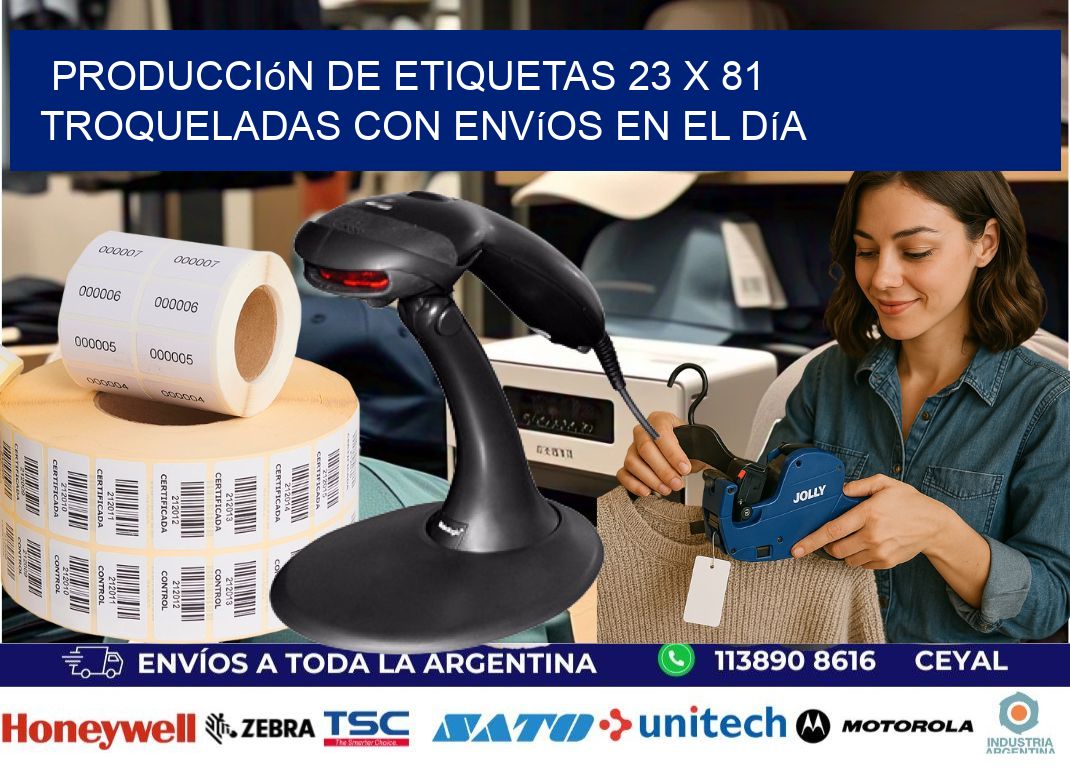 Producción de etiquetas 23 x 81 troqueladas con envíos en el día