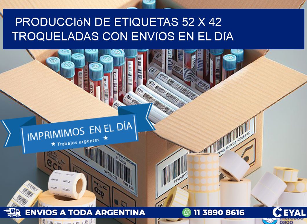 Producción de etiquetas 52 x 42 troqueladas con envíos en el día