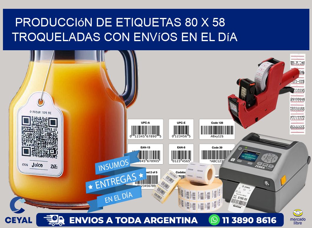 Producción de etiquetas 80 x 58 troqueladas con envíos en el día