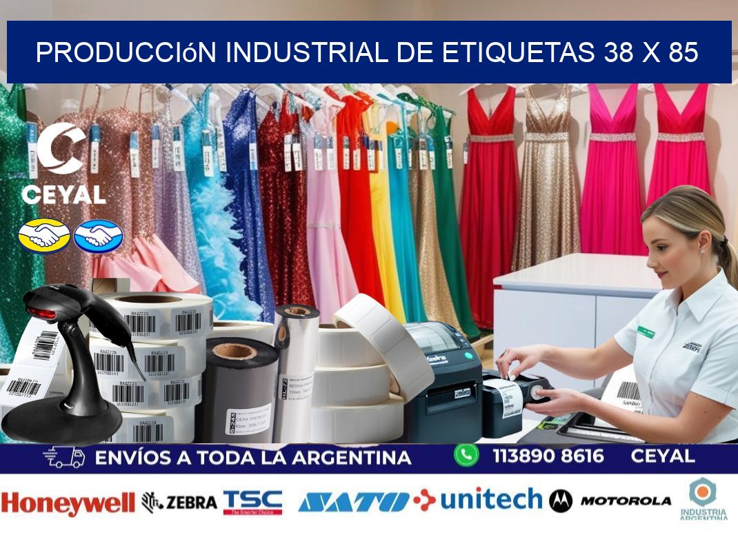 Producción industrial de etiquetas 38 x 85