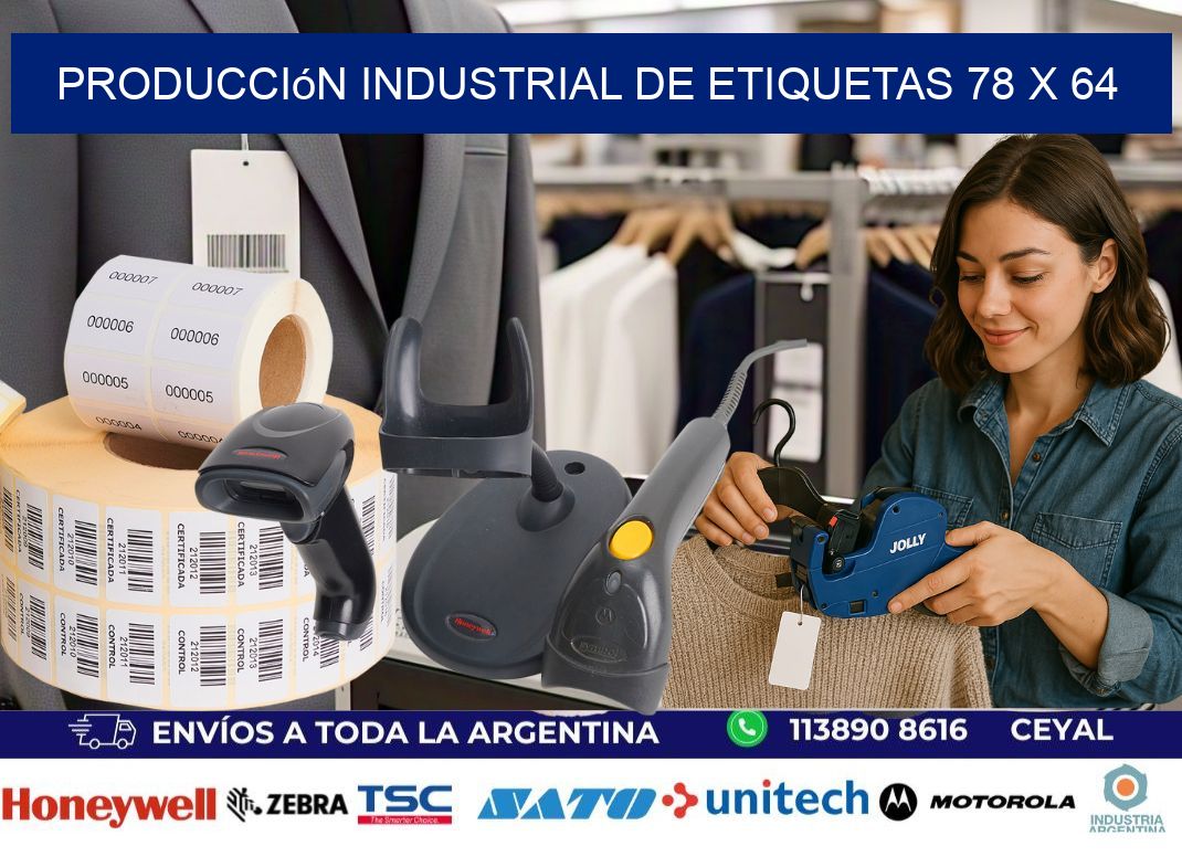 Producción industrial de etiquetas 78 x 64