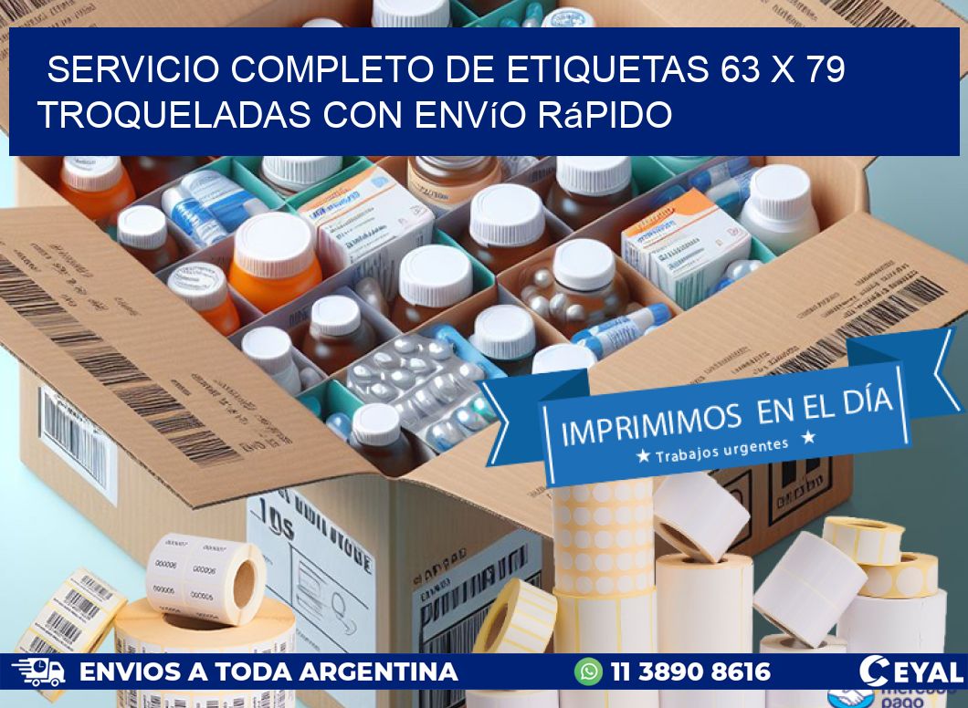 Servicio completo de etiquetas 63 x 79 troqueladas con envío rápido