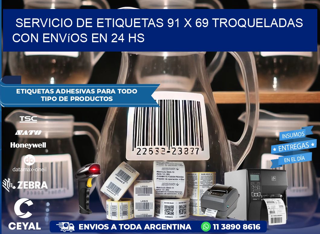 Servicio de etiquetas 91 x 69 troqueladas con envíos en 24 hs