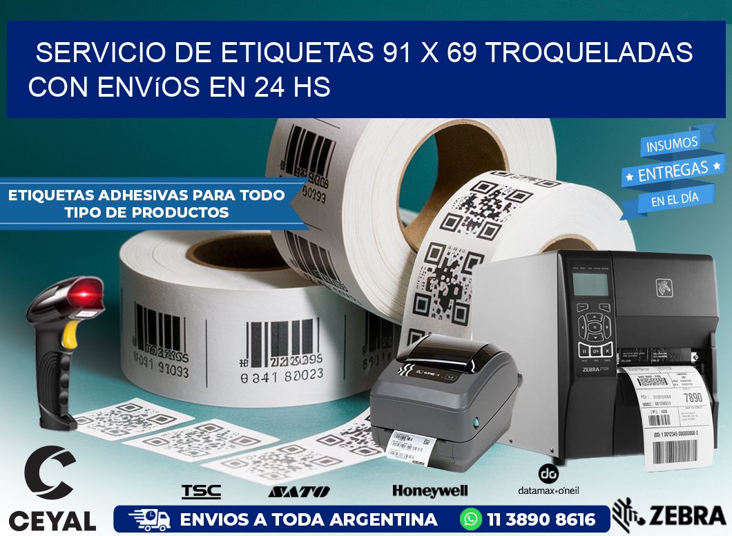 Servicio de etiquetas 91 x 69 troqueladas con envíos en 24 hs