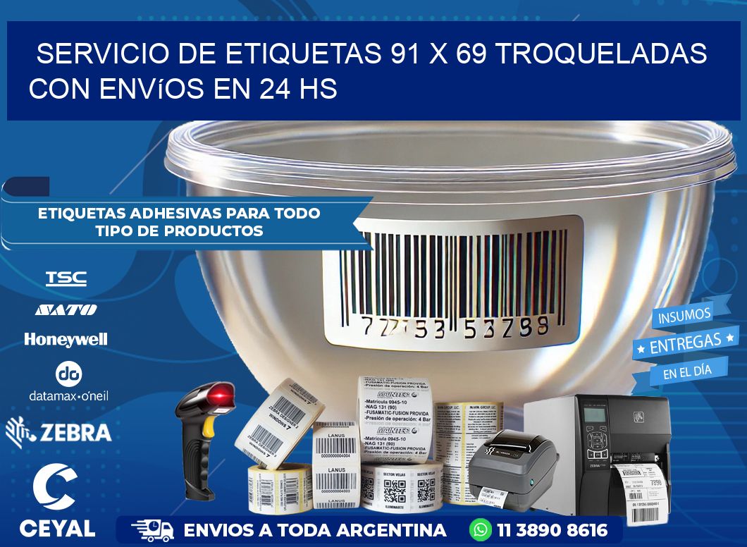 Servicio de etiquetas 91 x 69 troqueladas con envíos en 24 hs