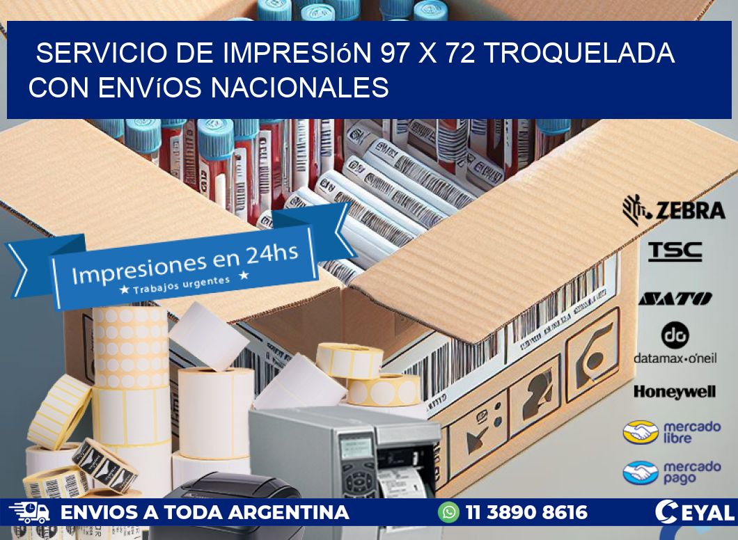 Servicio de impresión 97 x 72 troquelada con envíos nacionales