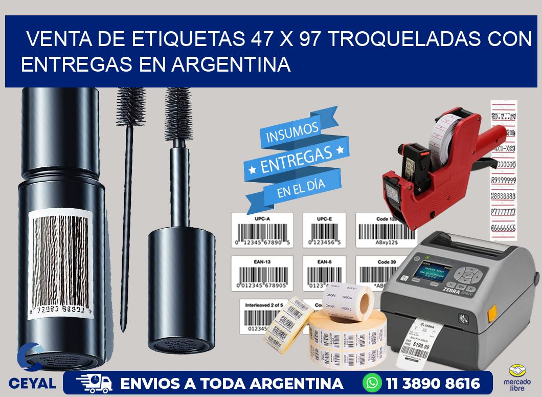 Venta de etiquetas 47 x 97 troqueladas con entregas en Argentina