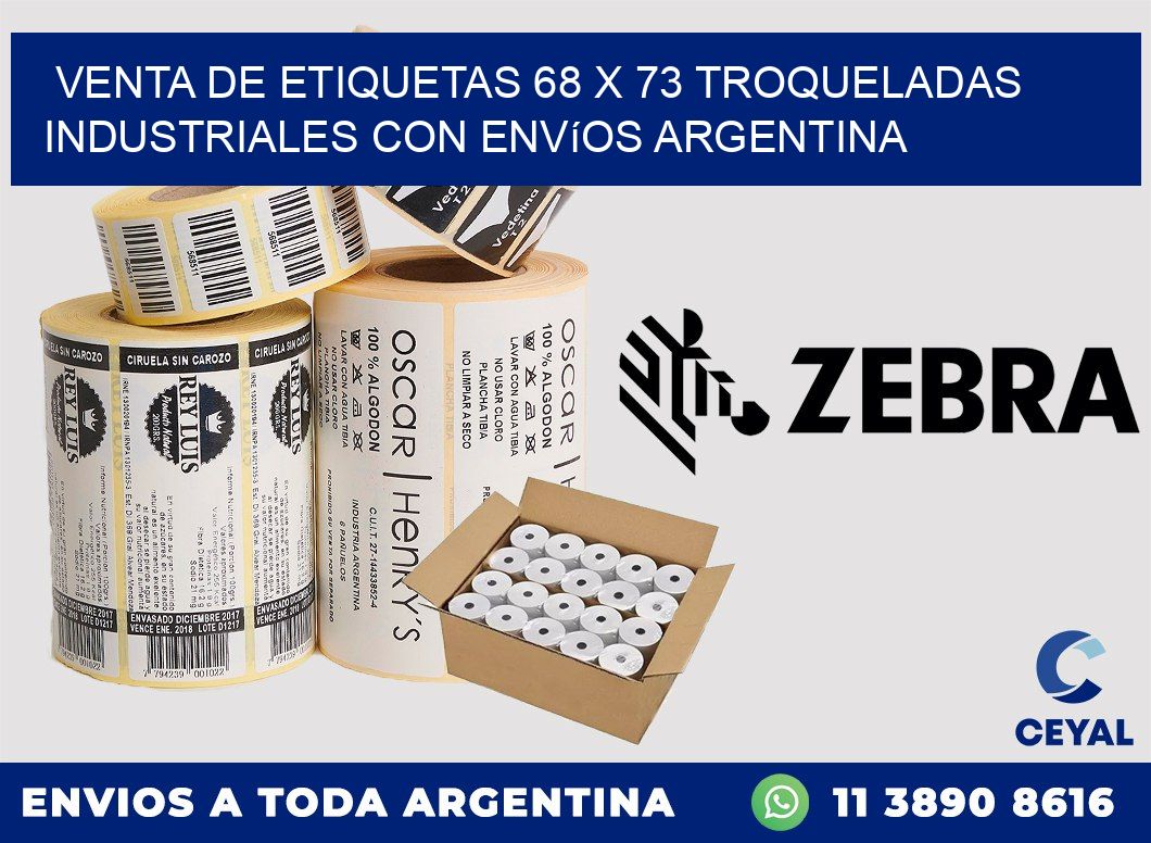 Venta de etiquetas 68 x 73 troqueladas industriales con envíos Argentina