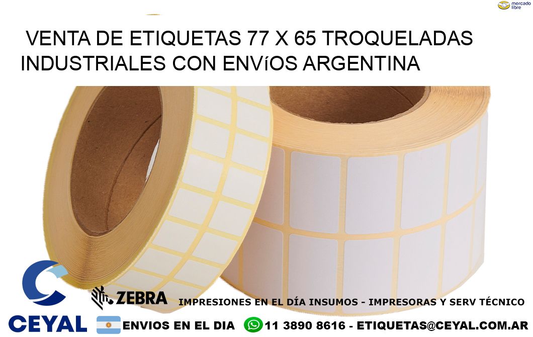 Venta de etiquetas 77 x 65 troqueladas industriales con envíos Argentina