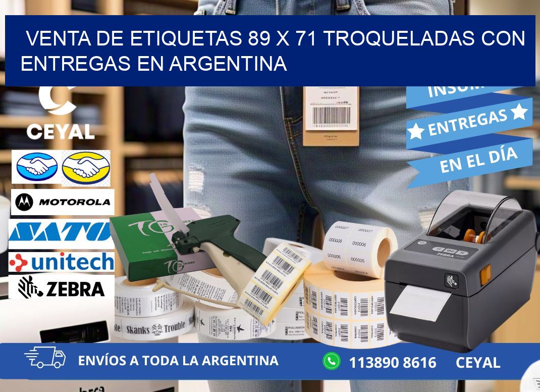 Venta de etiquetas 89 x 71 troqueladas con entregas en Argentina