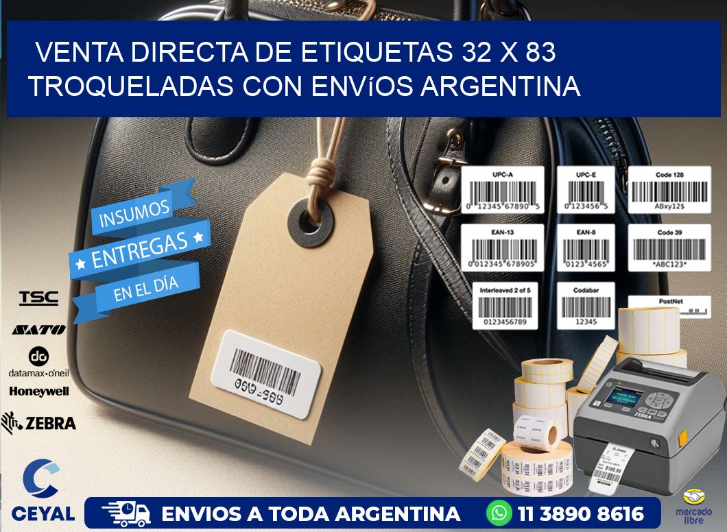 Venta directa de etiquetas 32 x 83 troqueladas con envíos Argentina