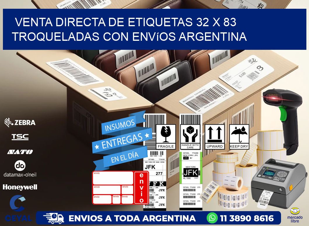 Venta directa de etiquetas 32 x 83 troqueladas con envíos Argentina