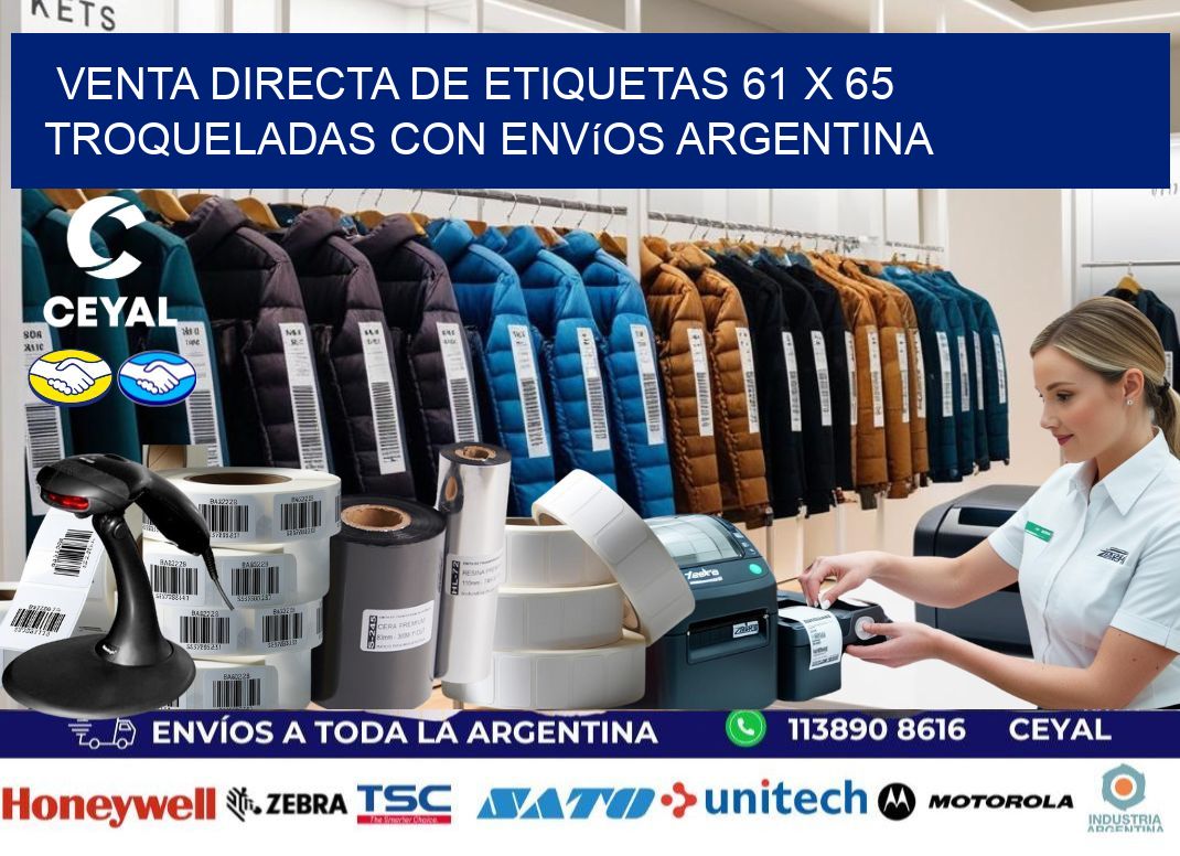 Venta directa de etiquetas 61 x 65 troqueladas con envíos Argentina