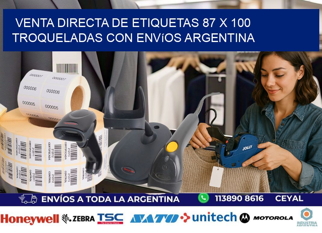 Venta directa de etiquetas 87 x 100 troqueladas con envíos Argentina