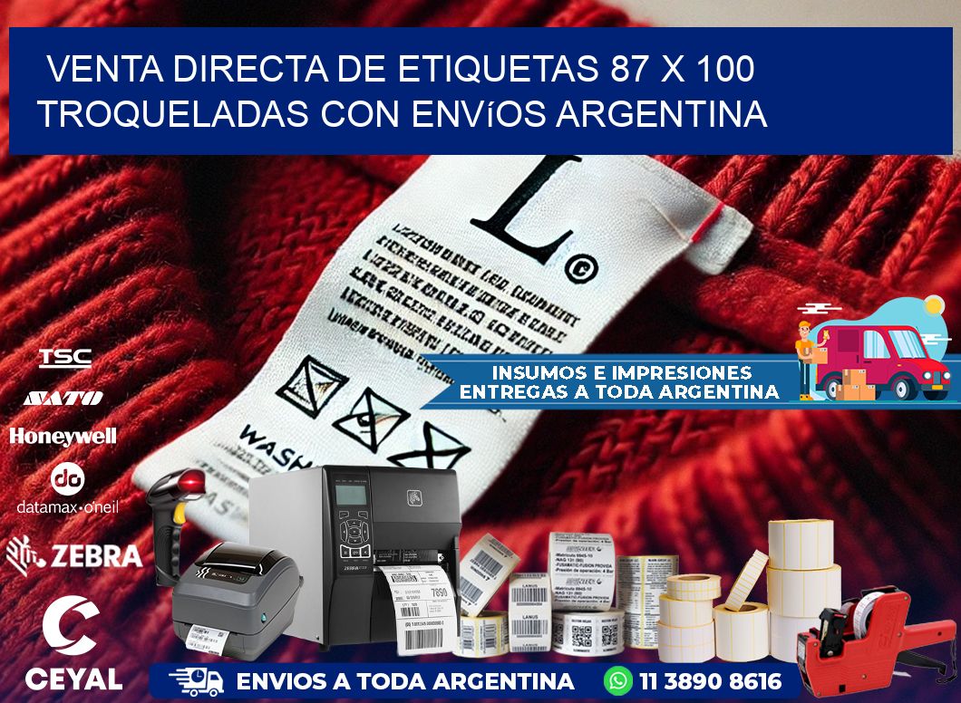 Venta directa de etiquetas 87 x 100 troqueladas con envíos Argentina